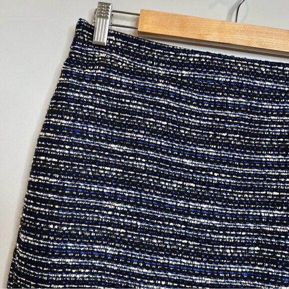 J Crew Factory Womens Size 4 Black Blue Tweed Pencil Skirt Preppy Career Wool - Picture 3 of 12